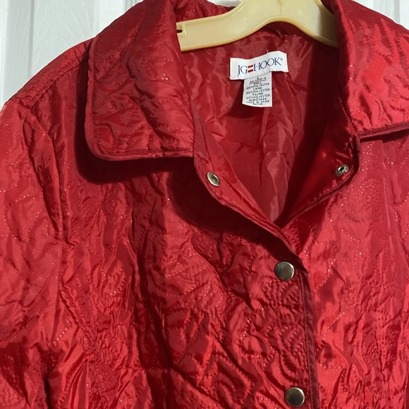 JG Hook Jacket Quilted Women Red Lightweight Lined Coat jacket size LARGE - Picture 4 of 15